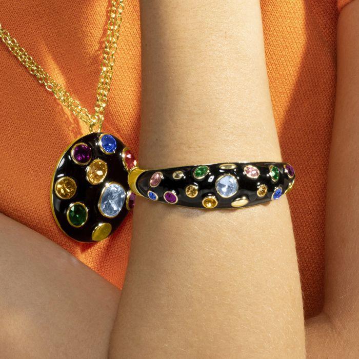 Bracelet - Yever - Laque noire - Finition or 18k - Diamètre 60 mm - Femme