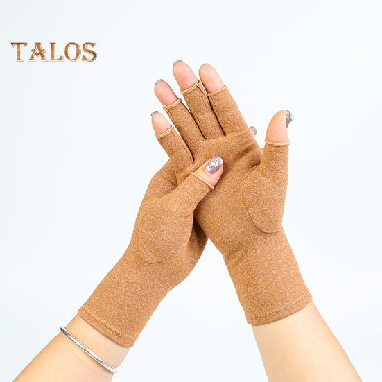 1 Pair Health Care Gloves Balanced Pressure Elastic Wrap Lightweight Neat Seams Half-Finger Design for Cycling Driving Fitness Touchscreen Mountain