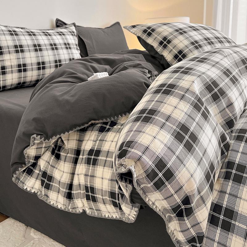 2025 New All-Cotton Flannel Bedding Set: Thick Quilt Cover, Triangular Edge, Warm Bed Sheet