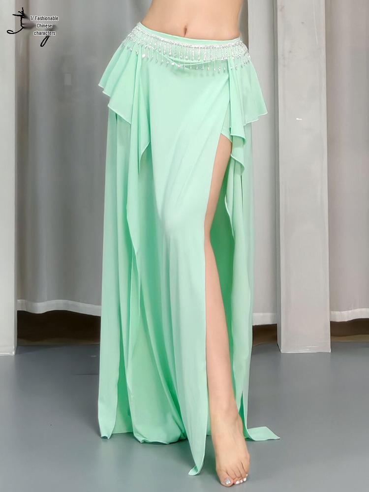 Saia de Prática de Dança do Ventre - Novo Design Sexy com Fenda para Iniciantes, Traje de Dança Oriental