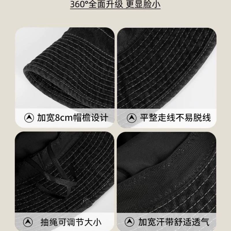 Do Old Denim Bucket Hat Women Plain Face Cover Wash Advanced Sense Bucket Hat Foldable Hat Autumn Show Small Face