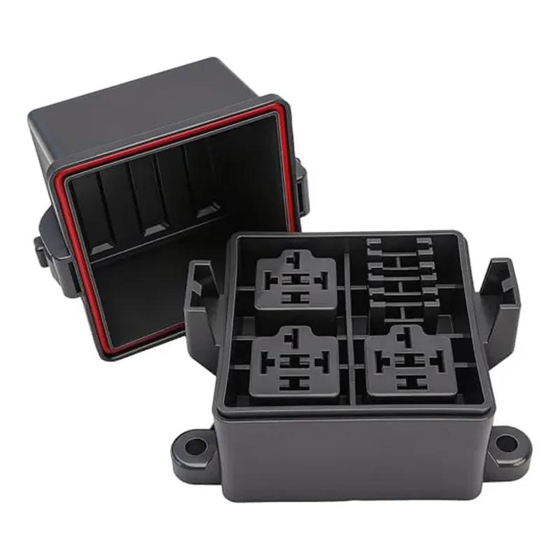 12V 3 Way Waterproof Fuse Relay Box Blade Fuse Slots 4-Pin 5-Pin 40Amp Relay Fuse Relay Block For Cars Truck Marine Boat