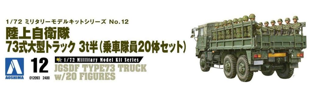 AOSHIMA Military Model No. 12 JGSDF Type 73 3.5t Truck with 20 Figures Plastic Model Kit, 172 Scale