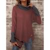 Autumn Winter Waffle Half High Neck Long Sleeve T-shirt
