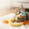 Cat Chew Toy Plush Simulated Snake Squeaky Bell Teasing Stick Kitten Toy Chew-resistant Teeth Grinding Cat Toy
