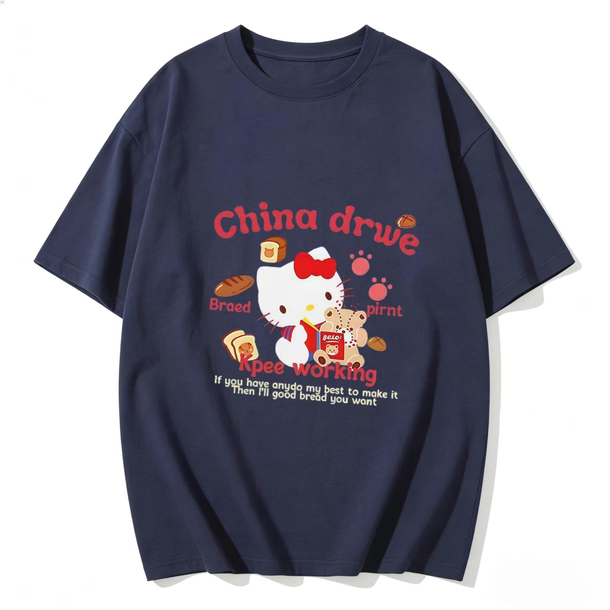 

2026 HelloKitty Tee soft cotton short sleeve crew neck cute print lightweight summer top for Women daily casual wear S