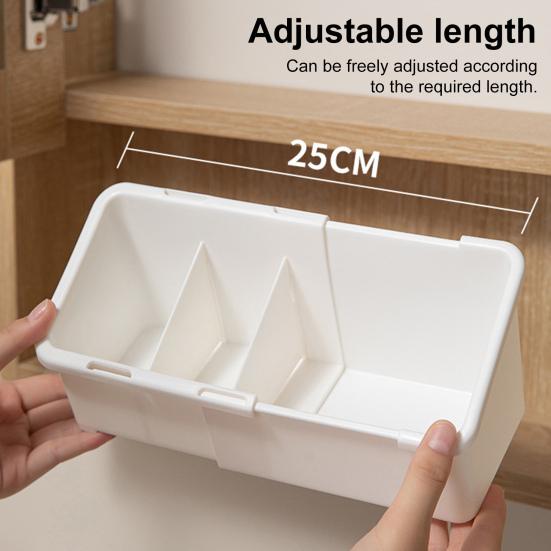 Cosmetic Storage Box Adjustable with 3 Compartments Cosmetic Organizer for Mirror Cabinet Slim Expandable Makeup