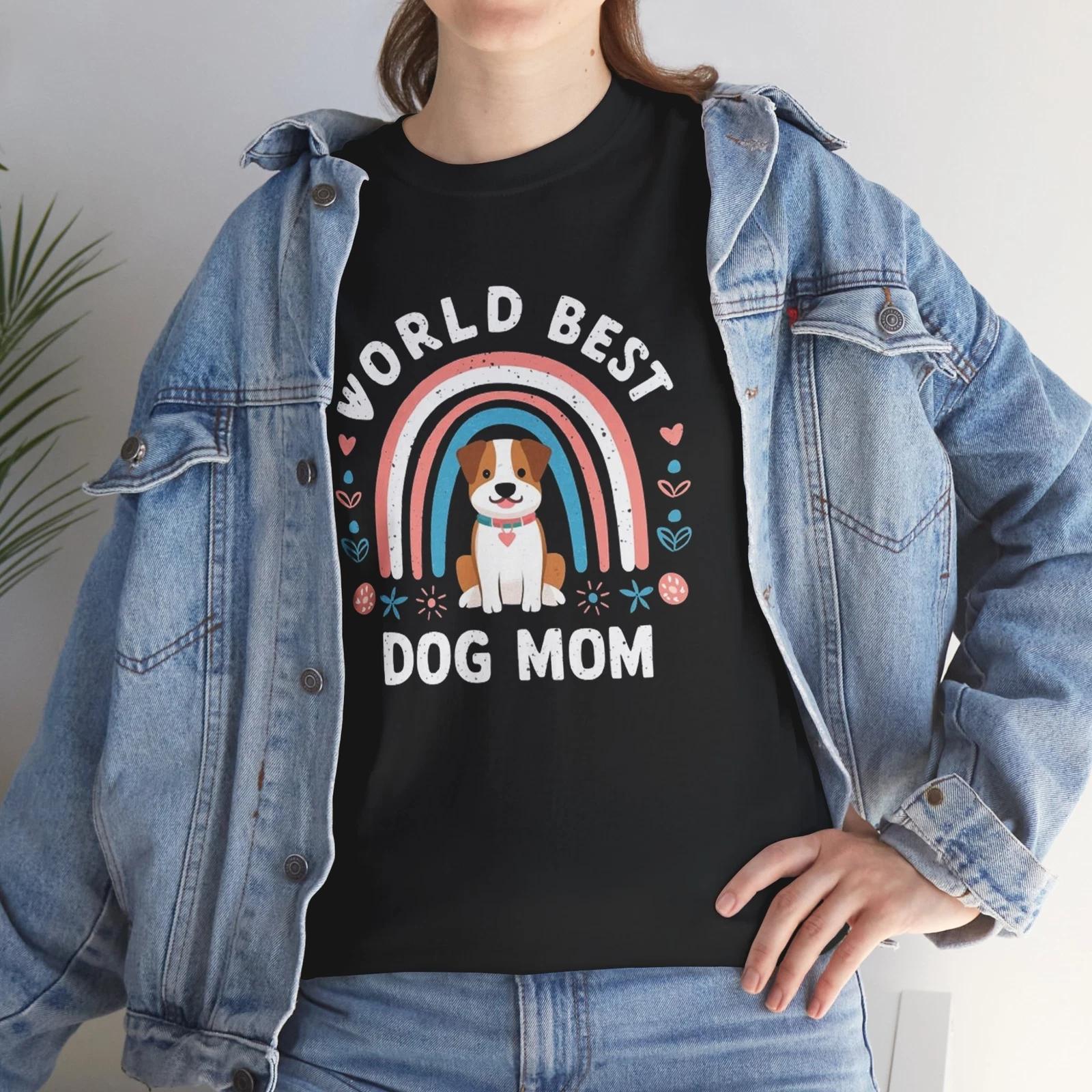 World Best Dog Mom T-Shirt – Funny Puppy Lover Paw Print Graphic Tee for Owners S
