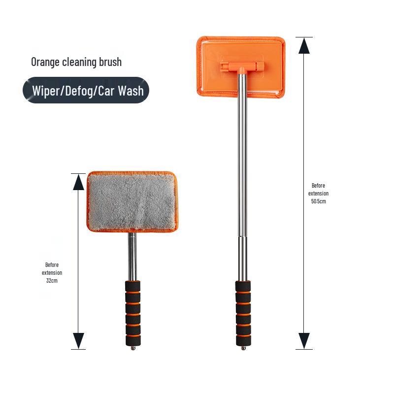 Retractable Rearview Mirror & Window Cleaning Brush/Squeegee