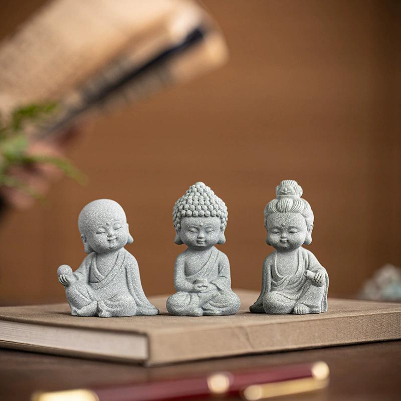 Chinese Style Buddha Statue Cute Little Monk Figurines Fish Tank Moss Landscaping Zen Oriental Aesthetic Garden Decoration