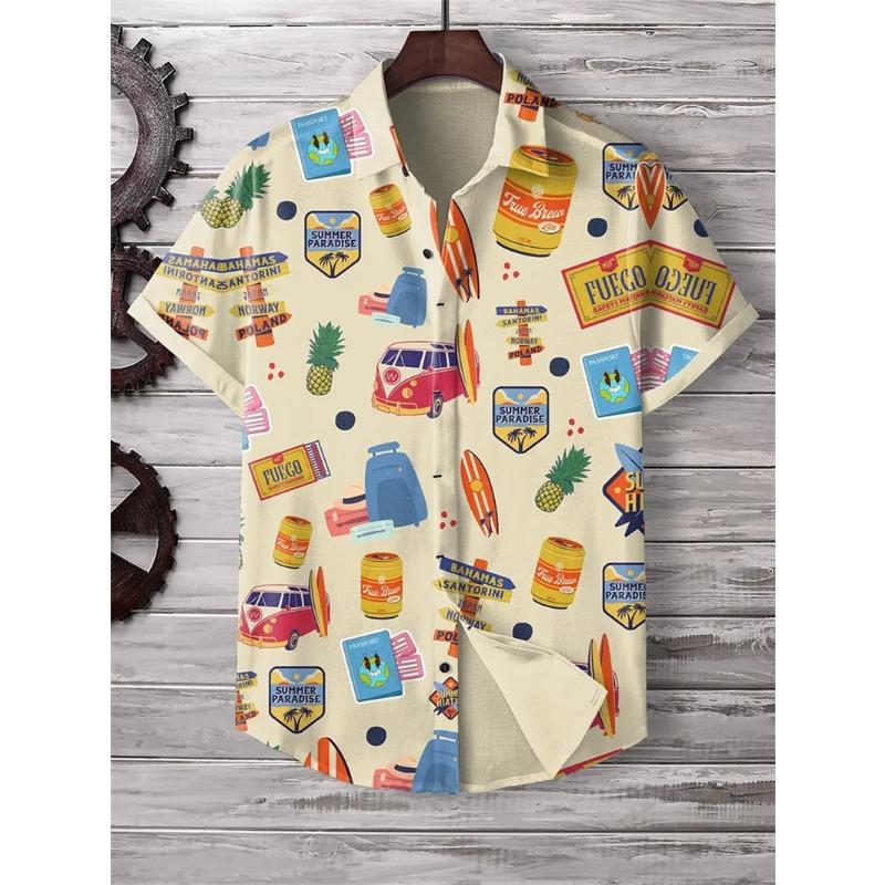 New Summer Shirt Hawaiian Shirt Men's Beach Vacation Short Sleeve Top Casual Men's Shirt Fashion