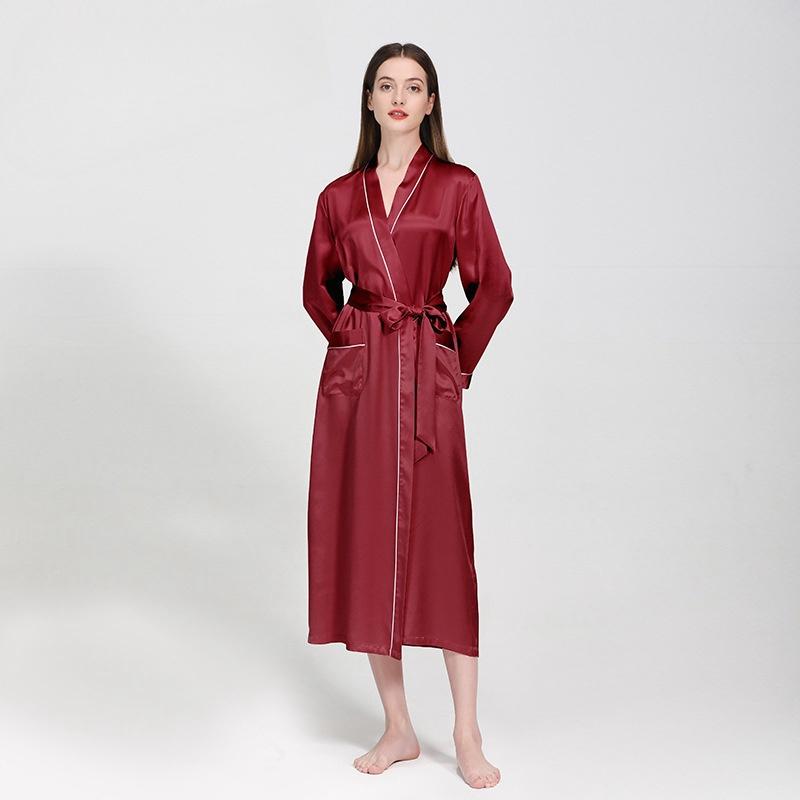 Mulberry Silk Long Wedding Bride Bridesmaid Robe Ladies Morning Dress Women Night Peniva Pure Silk Sexy Kimono Robe