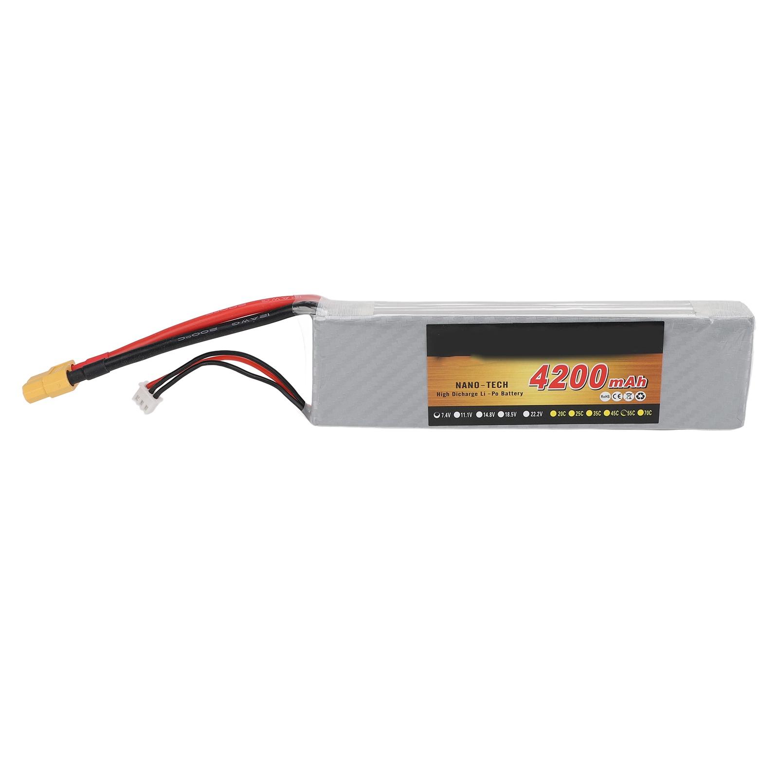 

Літієва батарея Lipo 7.4V 2S 4200mAh 55C літієва батарея з XT60 штекером для автомобіля RC літак вертоліт дрон