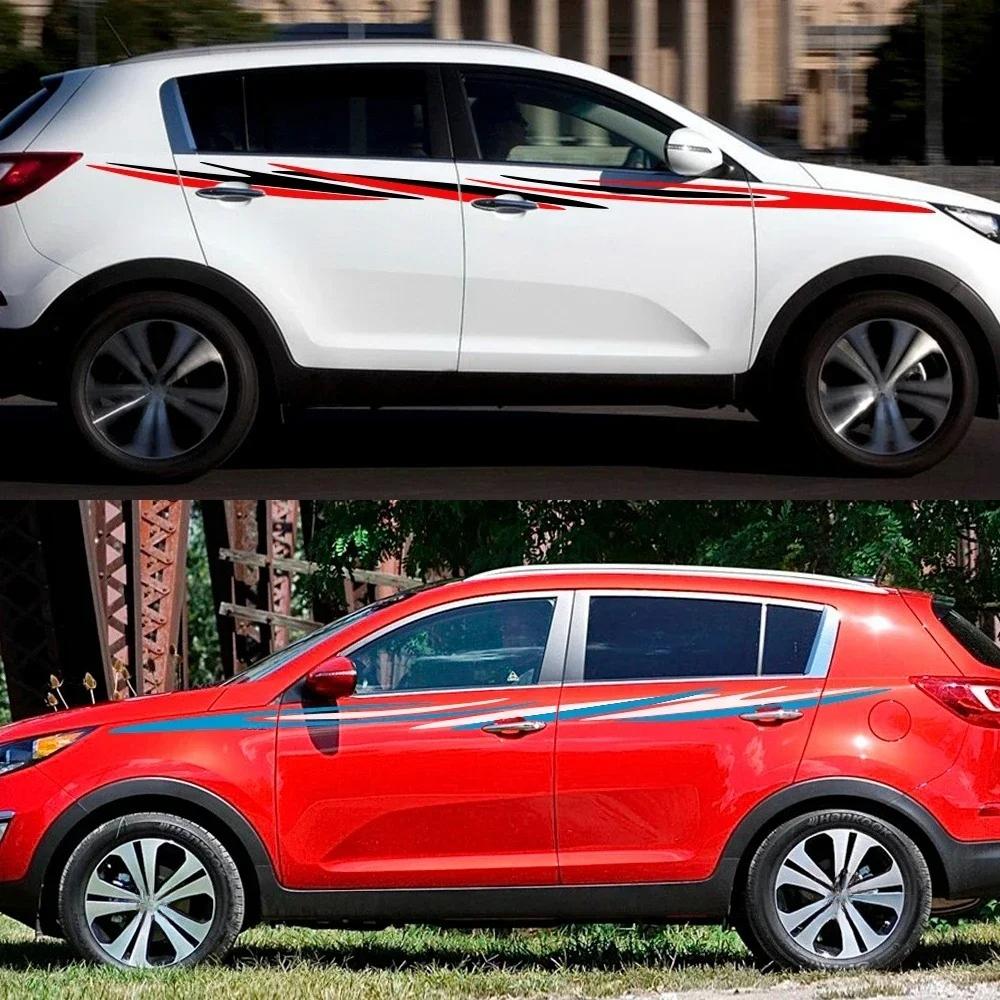 2PCS Car Door Waist Line Stickers For Kia Sportage Auto Body Sport Strips Style Vinyl Film PVC Decor Decals Tuning Accessories