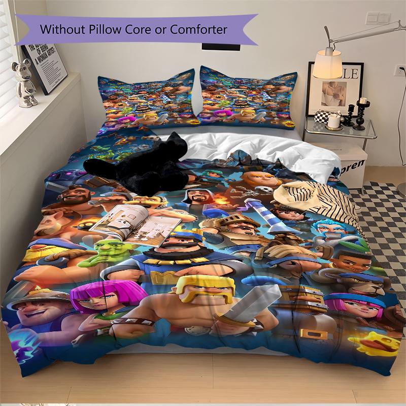 3Pcs Clash Clans Heroes Bedding Set Quilt Cover Pillowcase Home Christmas Xmas Halloween Gift 1 Duvet Cover 2 Pillowcase M92470