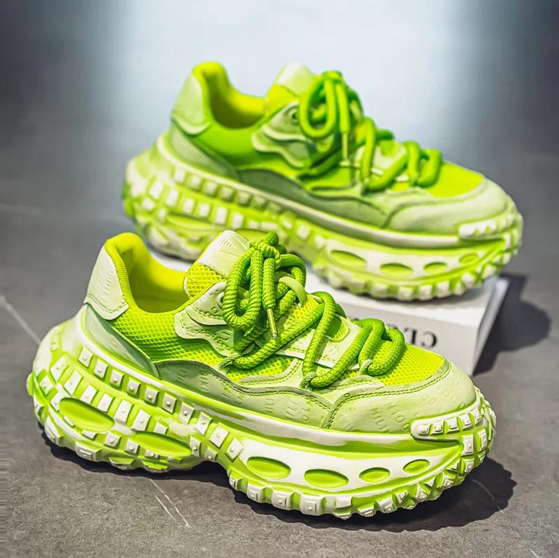 Men's Platform Sneakers Autumn New Cross Tied Breathable Non Slip Running Shoes Comfortable Height Increase Fashion Casual Shoes