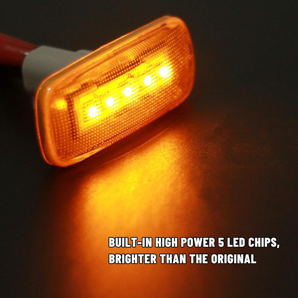 BASIKER 5LED Side Marker LED Lights For 2010-2018 Dodge Ram 2500 HD 3500 4500 5500 Heavy Duty Dually Trucks Rear Wheel Bed Fender (2X Amber 2X Red