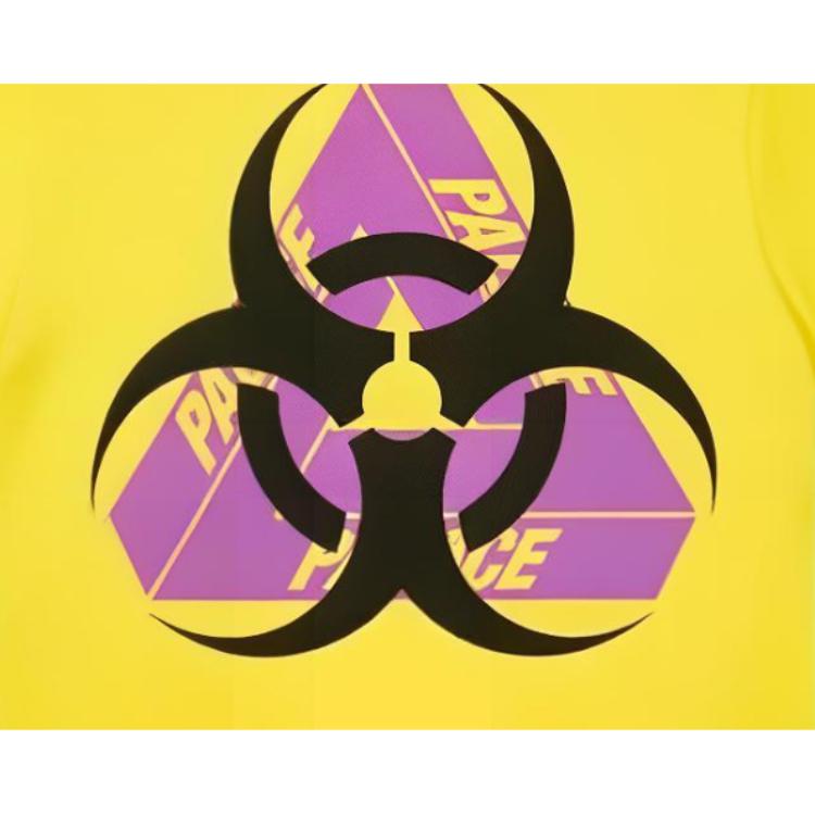 Palace Biohazard Triangle Back Triple Ring Logo Short Sleeve Tee Unisex Tops Yellow P20TS148