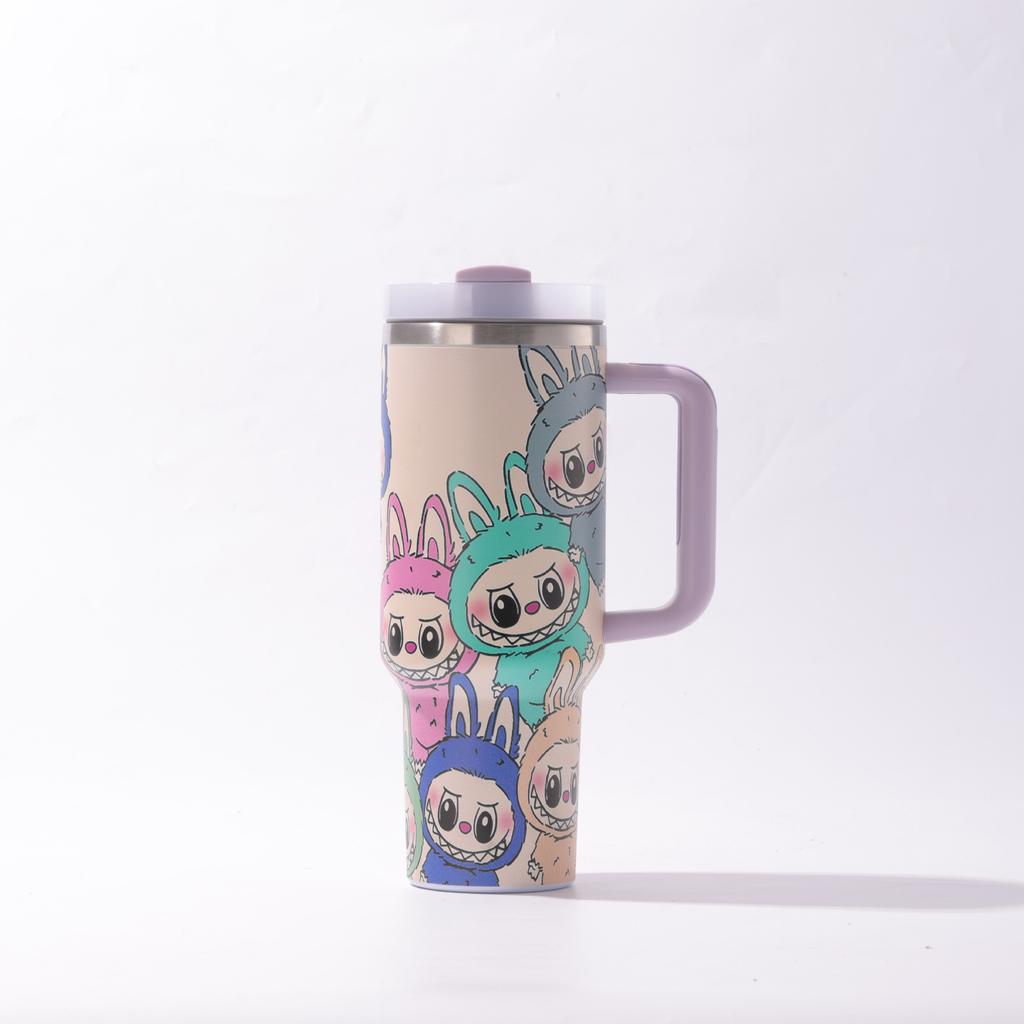 0oz Car Cup Thermos Cup Bingba Cup with Handle Strap Straw Cup