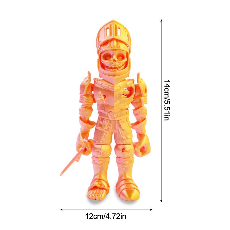3D-gedruckte Skelett-Actionfiguren Skelett-Ritter-Figuren mit flexiblen Gelenken Sammelbares Neuheitsspielzeug für Kinder Erwachsene Geschenke