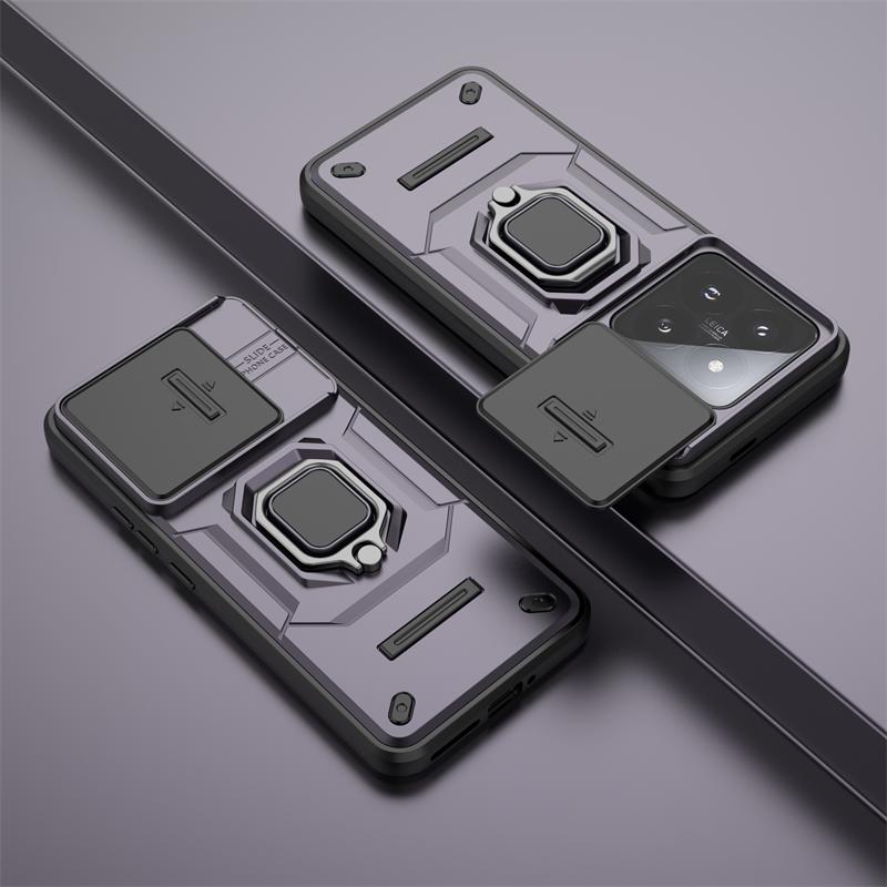 Pro pouzdro Xiaomi 14 Pro Magnetický držák do auta Prsten Pouzdra na telefon Pro Xiomi Xiaomy Mi14 Mi 14 14 Pro Posuvný chránič fotoaparátu Zadní kryt