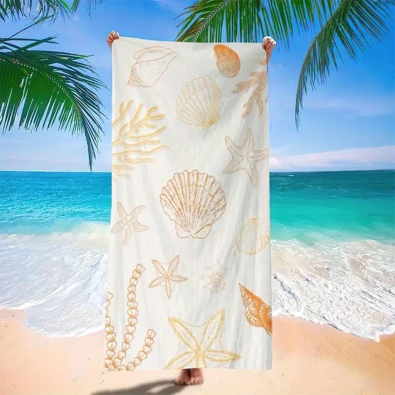 Blue Starfish Seashell Beach Towel Marine Life Style Lightweight Quick Dry Beach Blanket Summer Beach Pool Swimming Camping