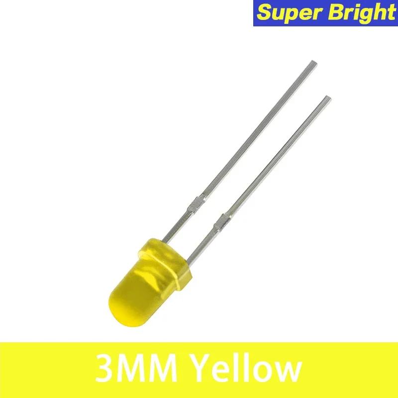 50PCS 3MM LED Diode F3 Ultra Bright Bulb Lamps White Red Yellow Blue Green Light Emitting Diodes Electronic Components Diy Kit