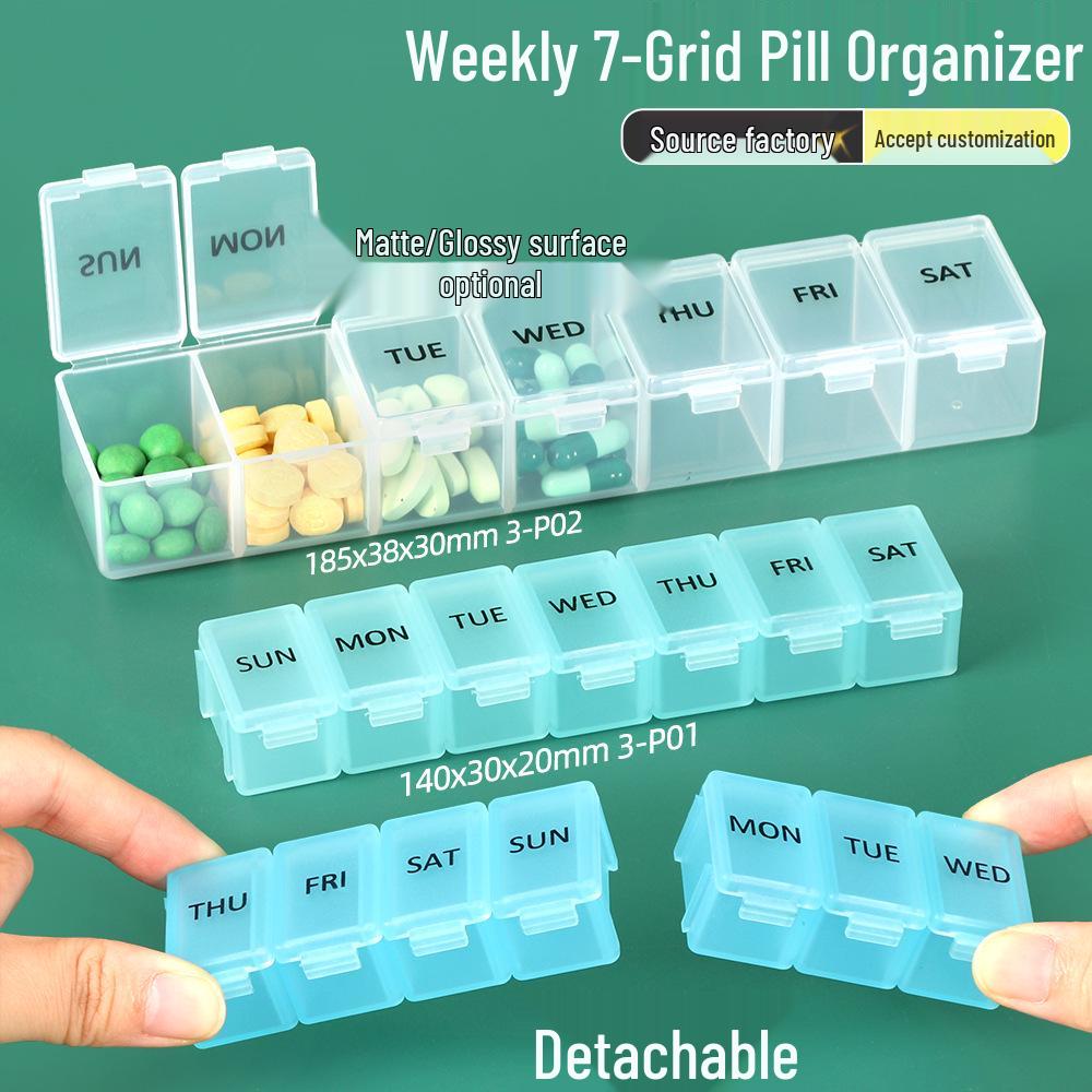 Seven-Day Pill Organizer: Morning, Noon, Night Portable Capsule Case with Large Capacity