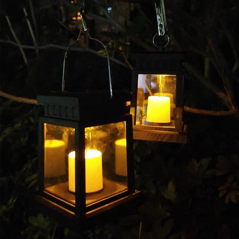 Garden Decor Solar Candle Lights Retro Palace Lantern Hanging Patio Walkway Light Landscape Floor Lights Waterproof Lawn Lamp