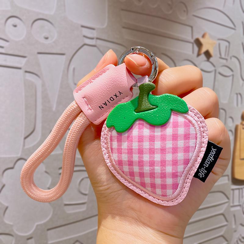 Fabric Checkered Fruit Leather Pendant Small Ornamental Creative Accessory Mini Figurine Bag Charm