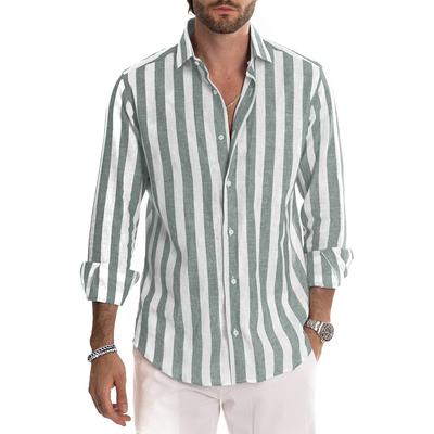 Men's Shirt Long Sleeve Striped Shirt Soft