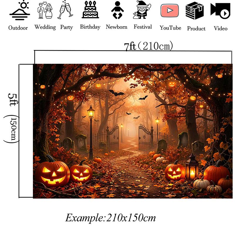 Mocsicka Autumn Photography Backdrop Halloween Decorations Backgrounds Yellow Maple Leaves Fall Pumpkin Shooting Props Photocall