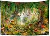 Fantasy Forest Tapestry Enchanted Mushroom Magical Tapestry Fairytale Wonderland Tree House Tapestries Wall Hanging Art For Kids