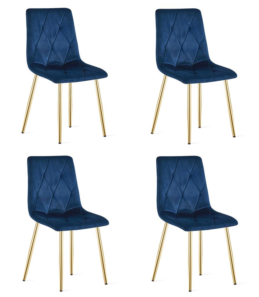 LIBRA chair - navy blue velvet / gold legs x 4