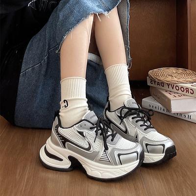 Paris klobige silberne Dad-Schuhe für Damen High-End 2025 neu Sommer atmungsaktiv Einzelmesh lässige Sportschuhe