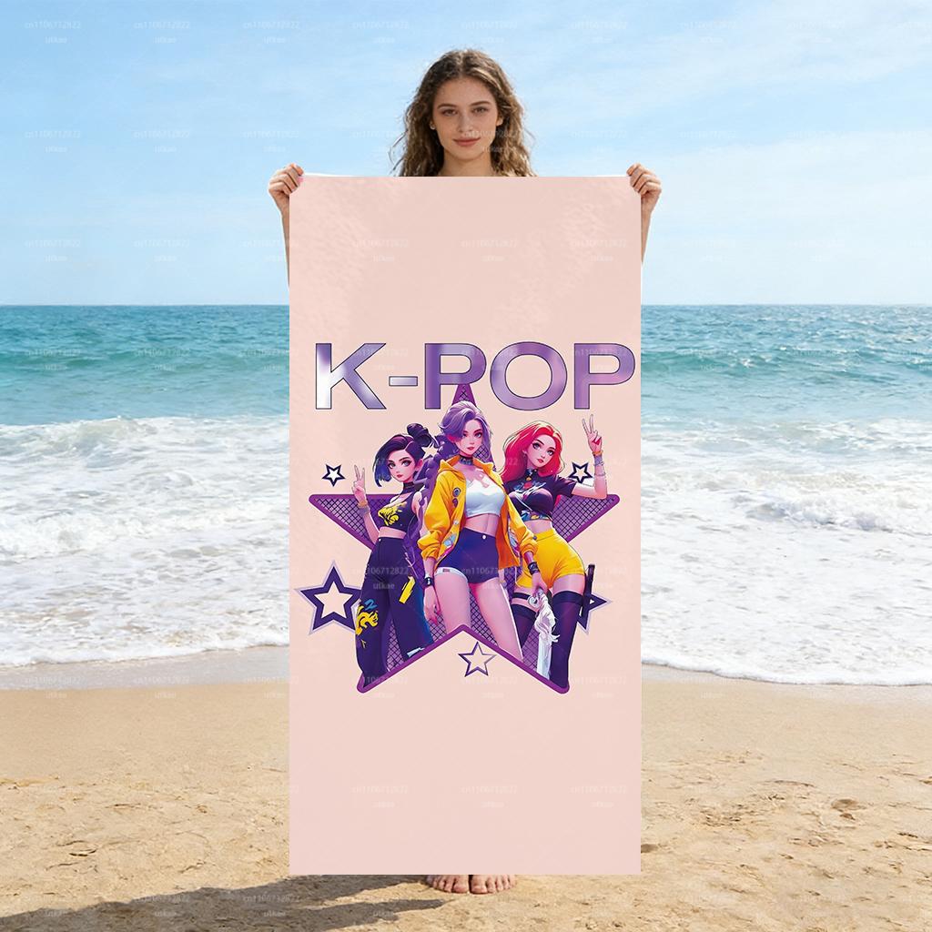 1pc K-POP Girl Group Beach Towel Star Print Quick Dry Lightweight Microfiber Bath Towel for Swimming Surfing Camping Unisex Holi