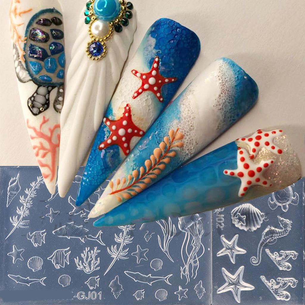 Silicone Nail Decorating Molds Sea Series Small Accessories Crafting Molds Suitable for Beauty Enthusiasts Present