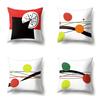 Polyester Pillow Case Car Black and Red Geometric Circle Lines Decorative Home Print Pillow Bedside Cushion Cover