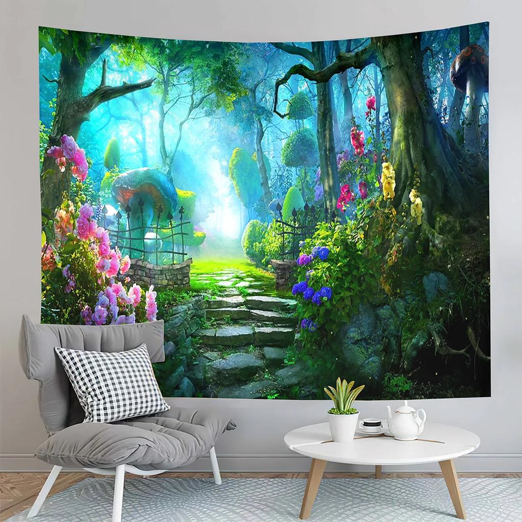 Fairy Tale Forest Tapestry Natural Tree of Life  Elf  Home Living Room Bedroom