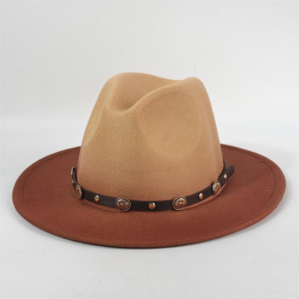 Gradient Color Fedora Wide Brim Felt Panama Hat with Belt Fedora Hat Men and Women for Painted Party Jazz Felt Hat Autumn Winter