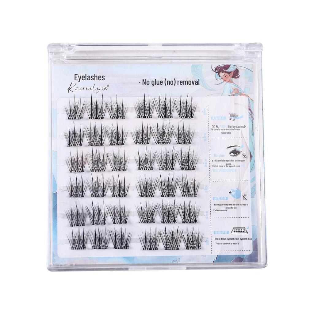 Natural Self-Adhesive Soft Stem-Free False Eyelashes, Single Cluster, Wheat Ear Sunflower Design
