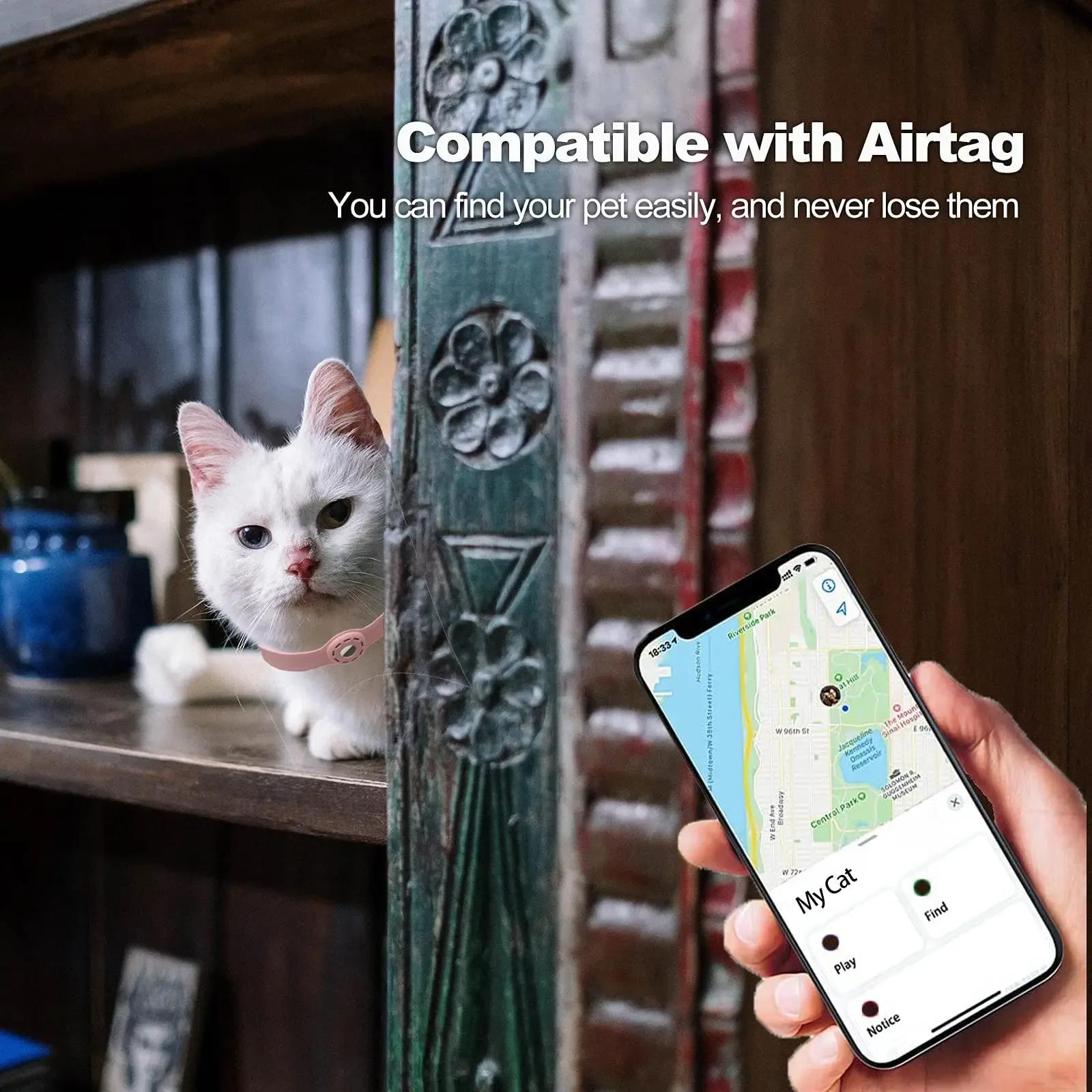 Nuovo collare anti-smarrimento in silicone per gatti per Apple Airtag, collare di posizionamento anti-smarrimento, collare regolabile per animali dome