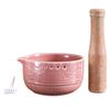 2-in-1 Pottery Spice Stripper Bowls Kitchen Spices Leaf Stripping Tool Handmade Pottery Stripper Bowl for Garlic Chocolate Etc