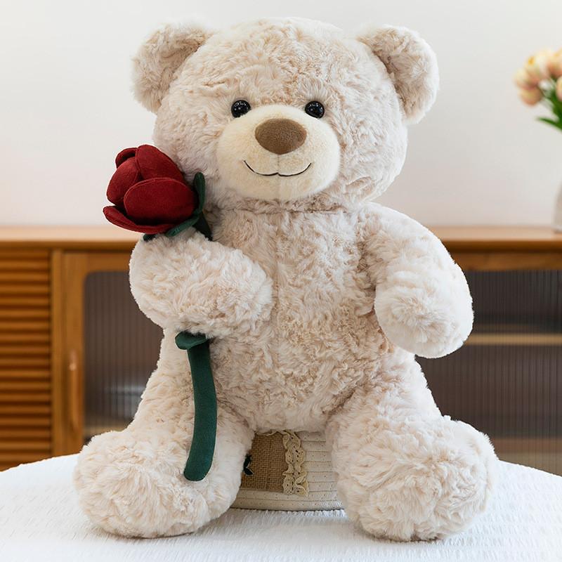 Bear Doll Teddy Plush Toy With Roses Decorate For Birthday Presents And Collect