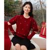 Women's Puff Sleeve Bead Embellished Knit Sweater