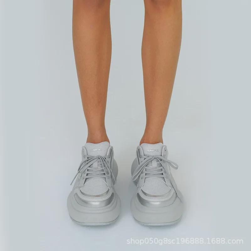 SMFKRIPPLE Damen High Heel Mesh Sportschuhe - Atmungsaktiv, Dicksohlig, Höhenverstärkend, Lässige Winterschuhe.