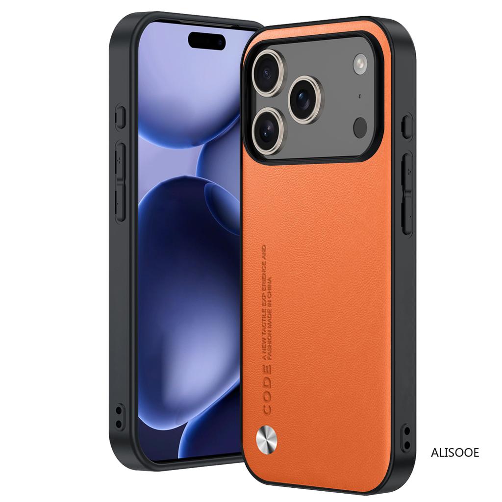 Leather Funda for iPhone 17 Pro Max 15 16 17Pro Case Luxury Fiber Texture PU-Leather Protection Capa for iPhone 17 Cover