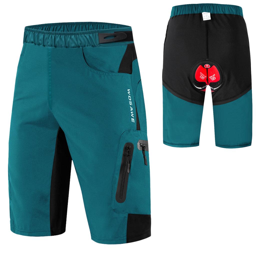 Men 2 In 1 Cycling Shorts Breathable Quick-Drying MTB Mountain Bike Baggy Shorts with 3D Padding