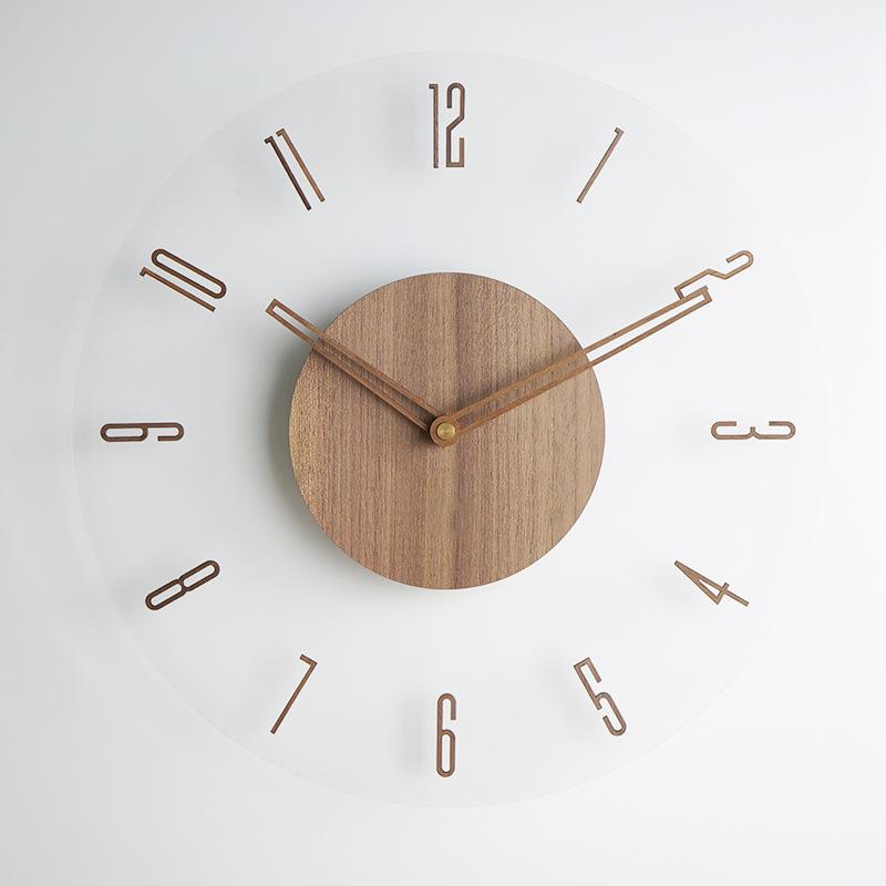 Japanese Solid Wood Wall Clock Simple Transparent Creative Radio Clock Wall Clock Living Room Home Home Decoration Clock