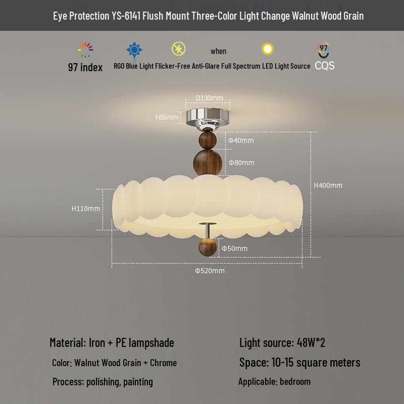 Retro French Cream Chandelier for Bedroom & Study - Creative Designer Full Spectrum Ceiling Light